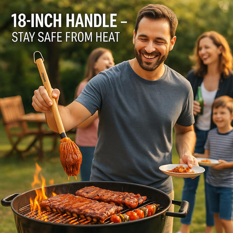 ZaanZeer mop facilitates precise basting of sauces while grilling vegetables and chicken.