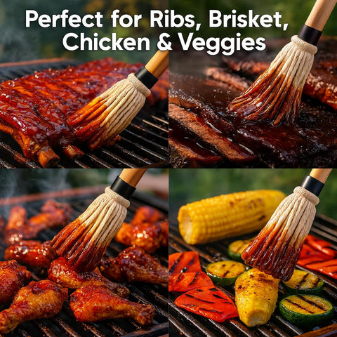 ZaanZeer mop is ideal for brisket and ribs, enabling even basting during long cooks.