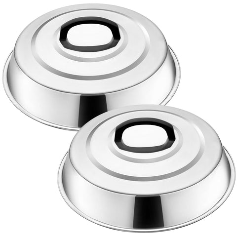 Zacfton round basting cover 12in dome, top view, promotes even heating for cheese melting.