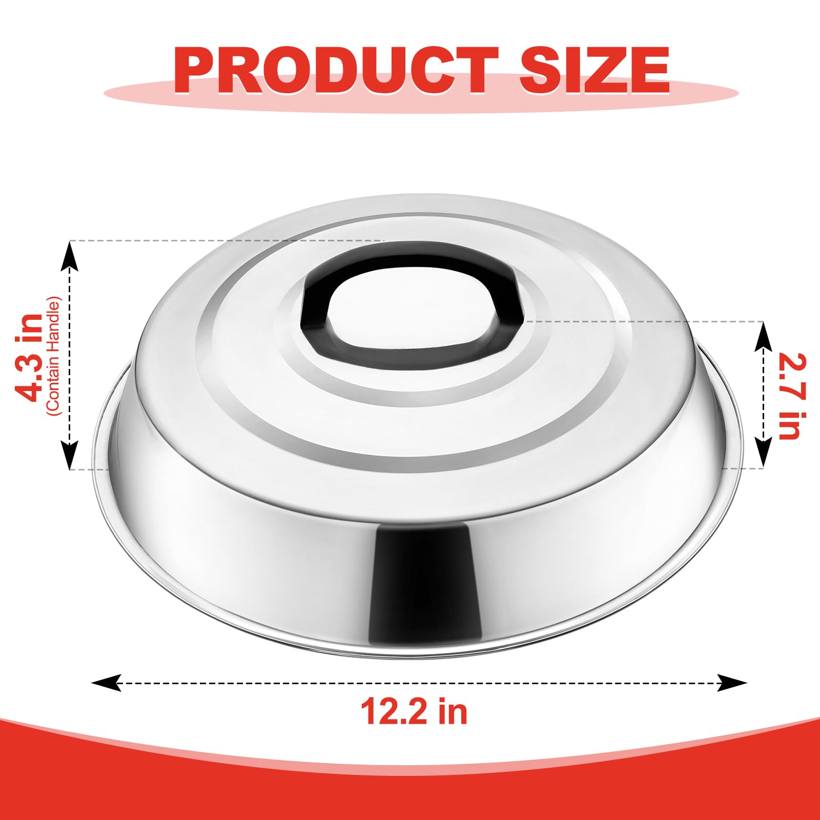 Zacfton cheese-melting dome close-up, stainless steel design for durable, mess-free grilling.