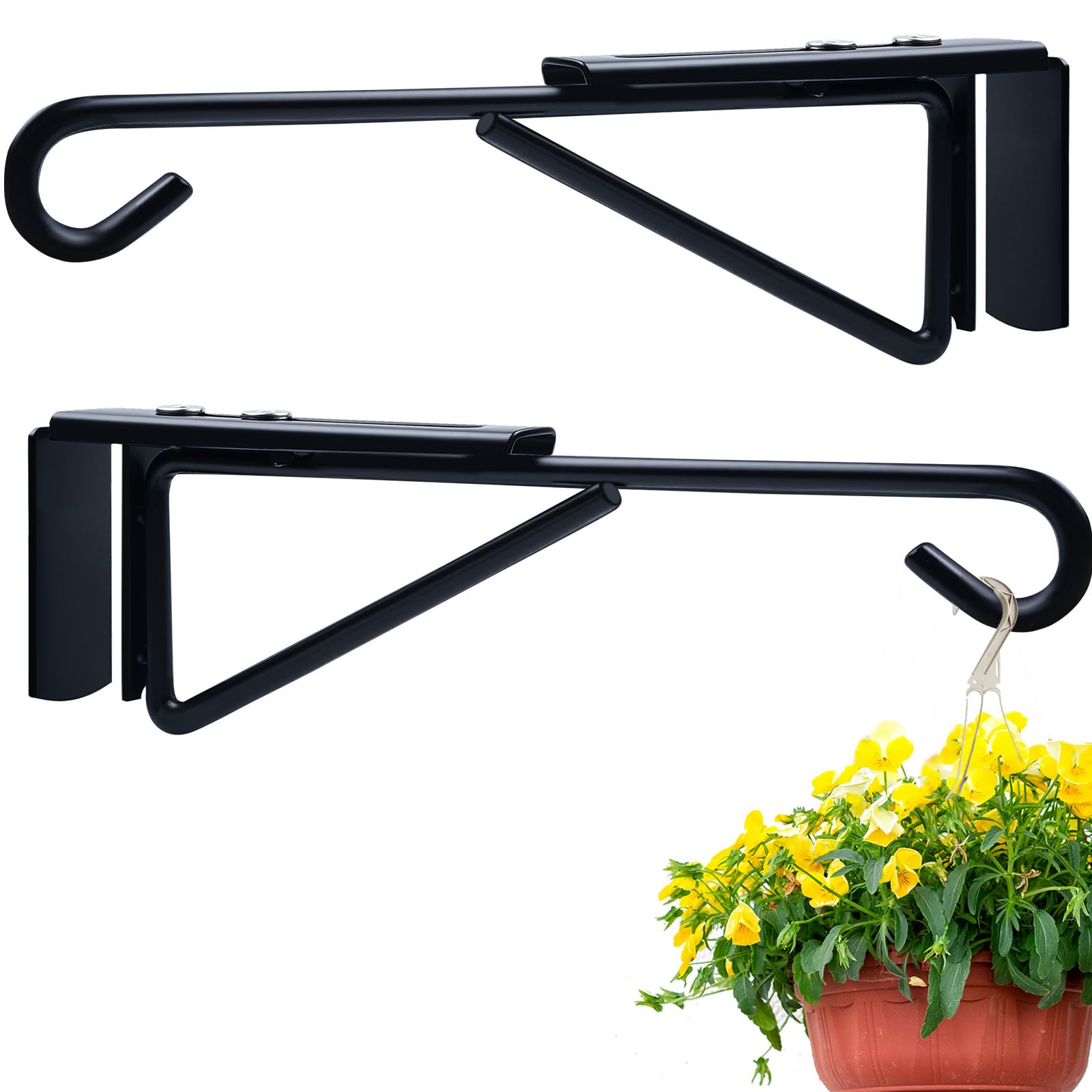 Zacool adjustable fence hanger showing 18-inch basket capacity for lush railing gardens.