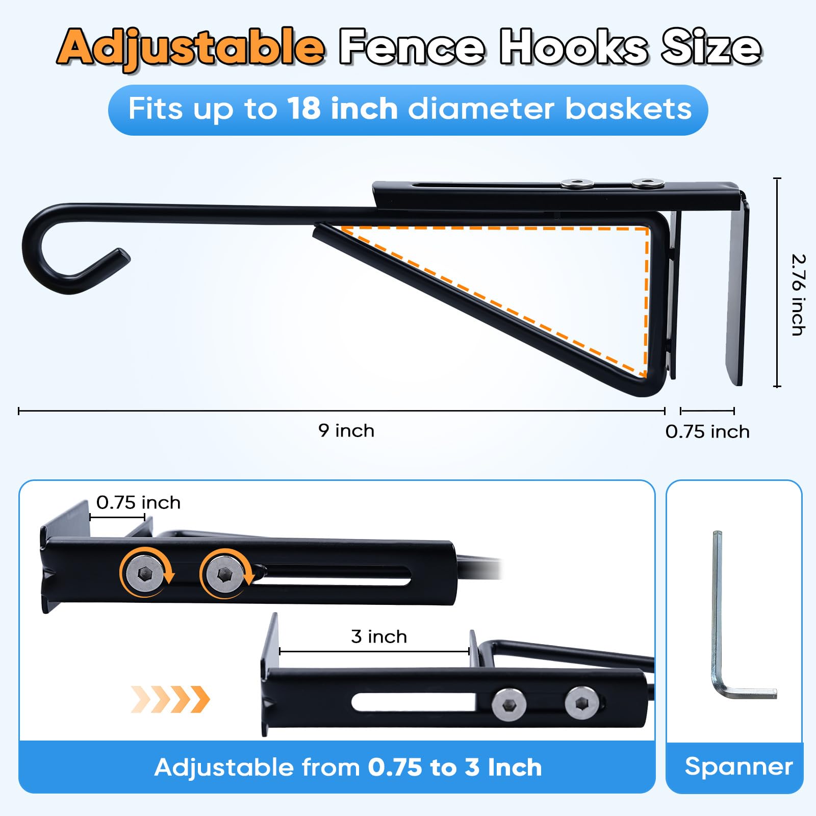 Zacool fence hook width adjustment enables a secure fit on various fences.