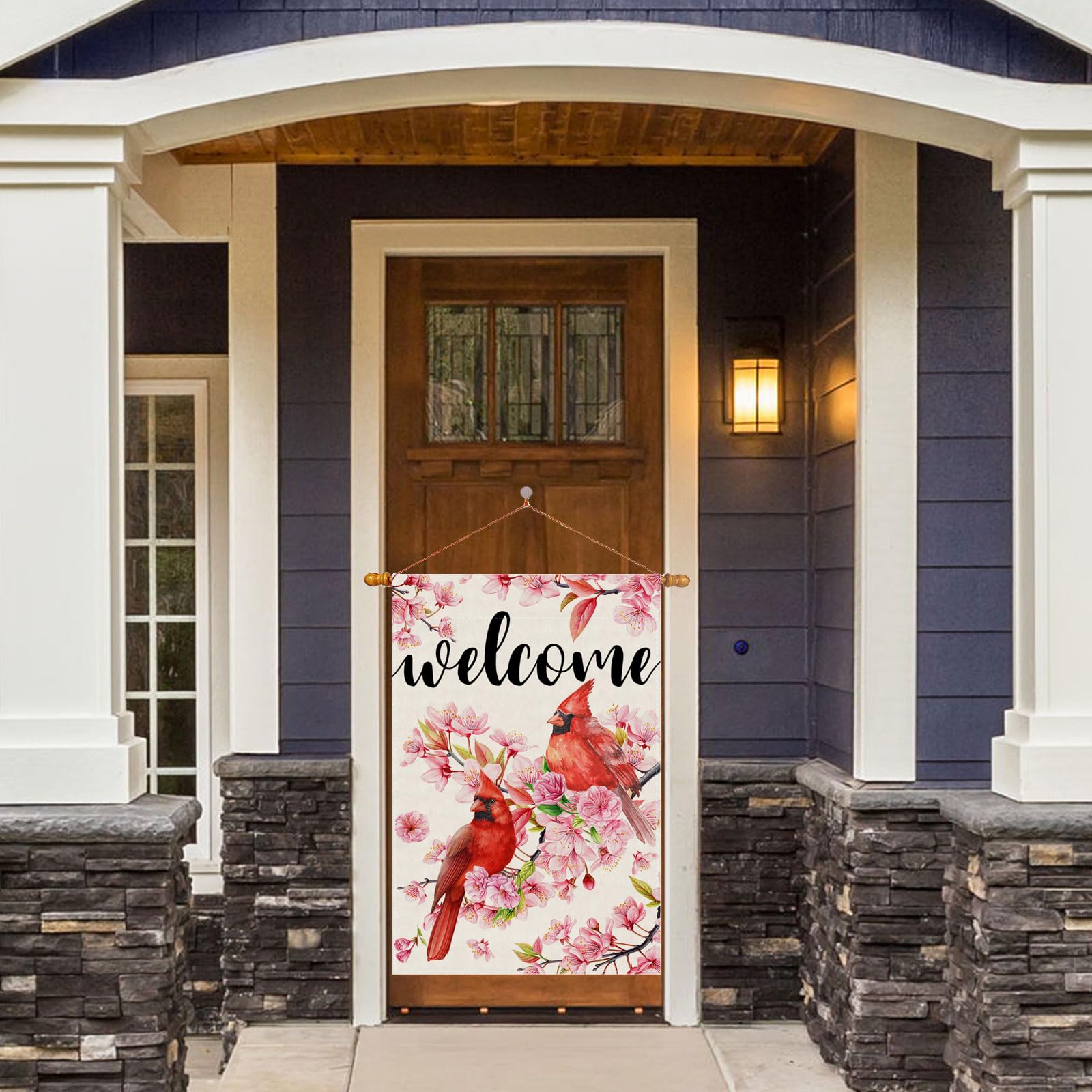 ZAEW burlap texture outdoor flag adds rustic charm to yards and porches