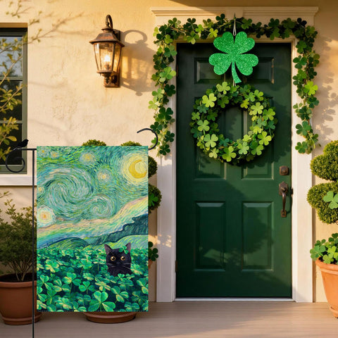 ZAEW cat oil painting flag for porch or patio decor.