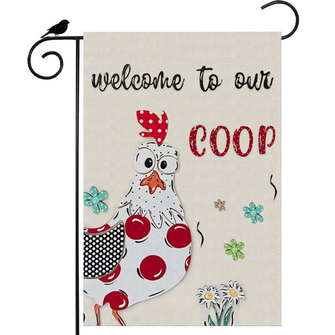ZAEW colored chicken flowers flag, front-and-back view adds cheerful curb appeal to your garden.