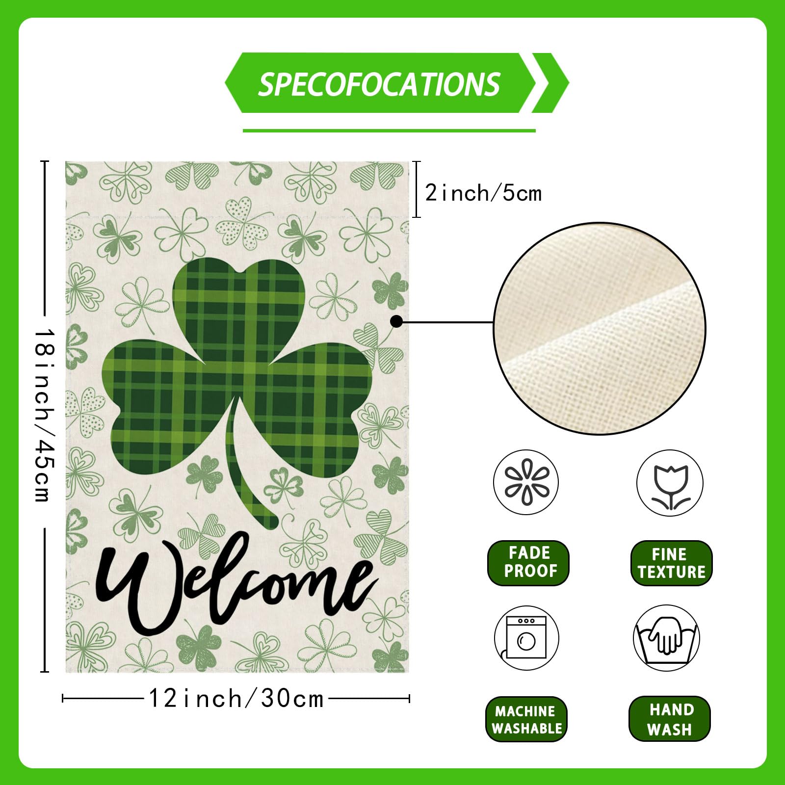 ZAEW double-sided design flag displays shamrocks on both sides