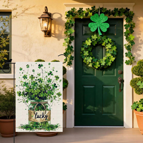 ZAEW double-sided flag shows shamrocks on both sides for versatile outdoor decor