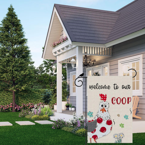 ZAEW farmhouse yard flag enhances porch decor with lively colors and bird-and-flower motif.