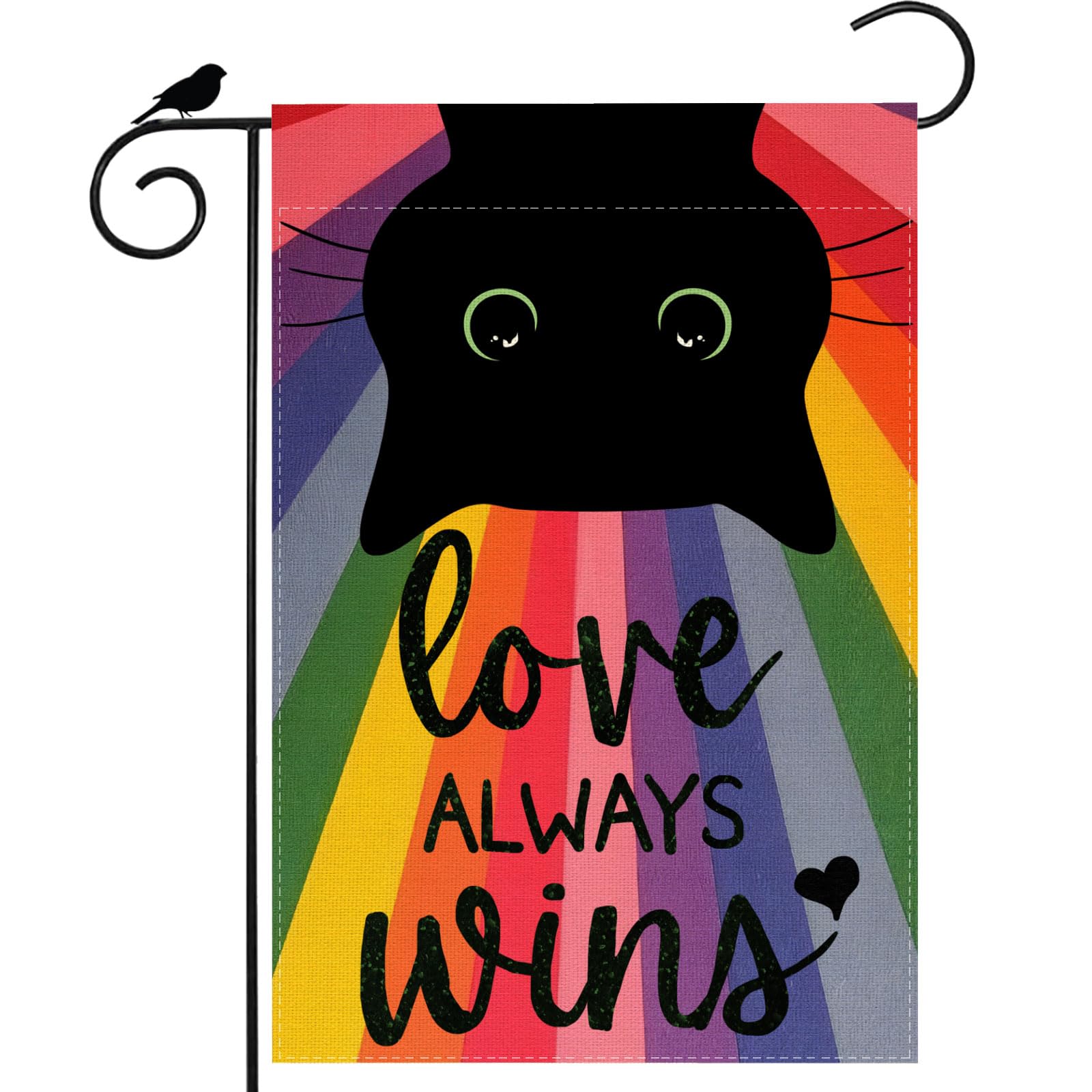 ZAEW Love Always Wins flag close-up for outdoor pride display with vibrant colors