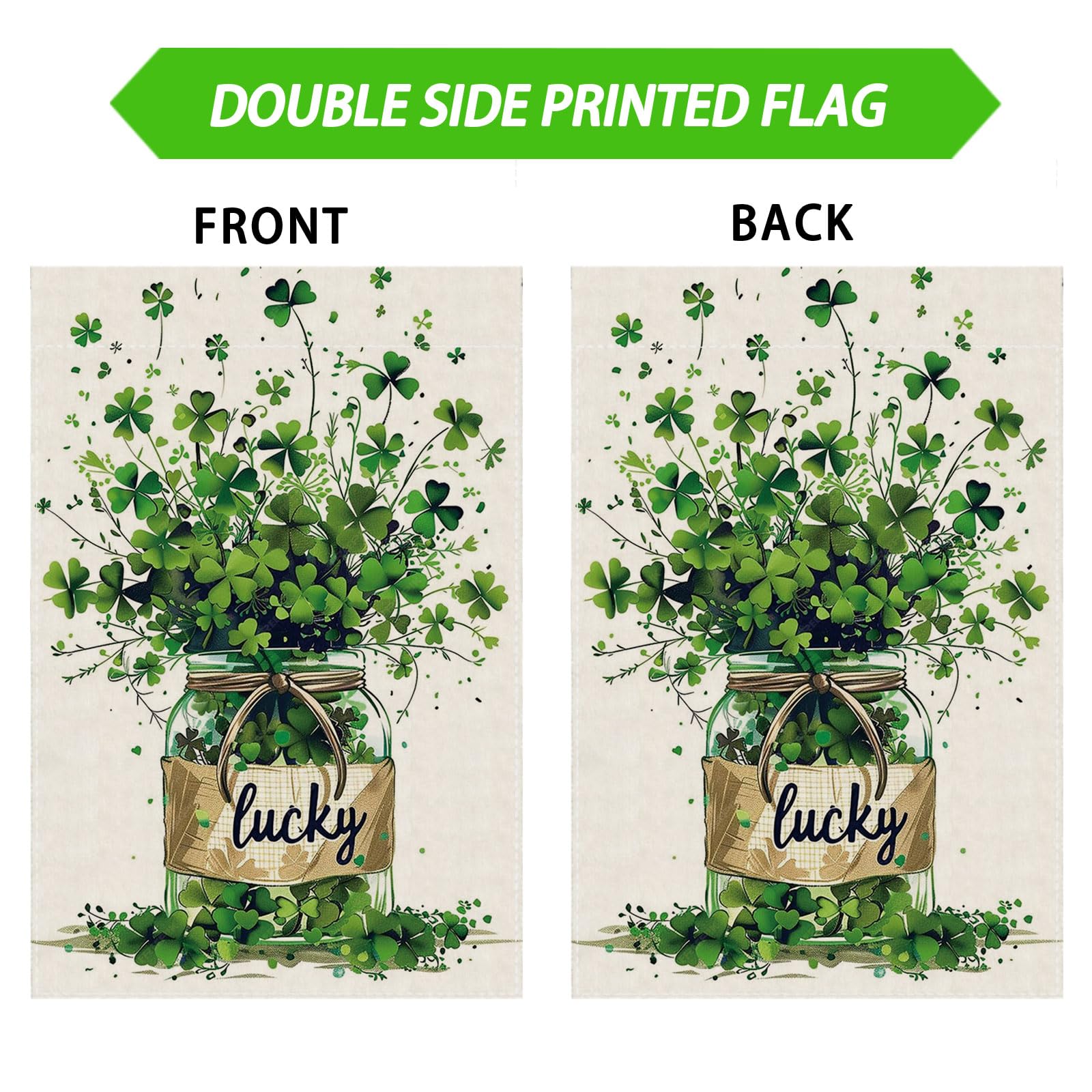 ZAEW Lucky St. Patrick's flag mounted on a pole enables quick outdoor decorating.