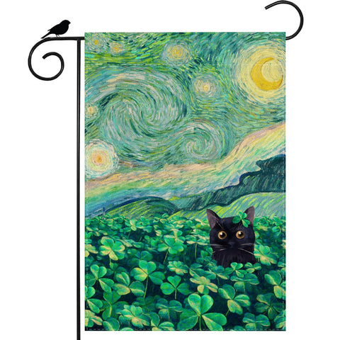 ZAEW shamrocks cat oil painting flag adds charm to outdoor gardens.
