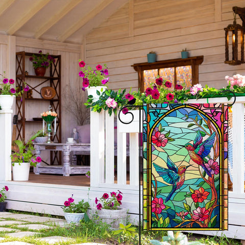 ZAEW Spring Flowers flag durable jute texture stands up to wind and sun.