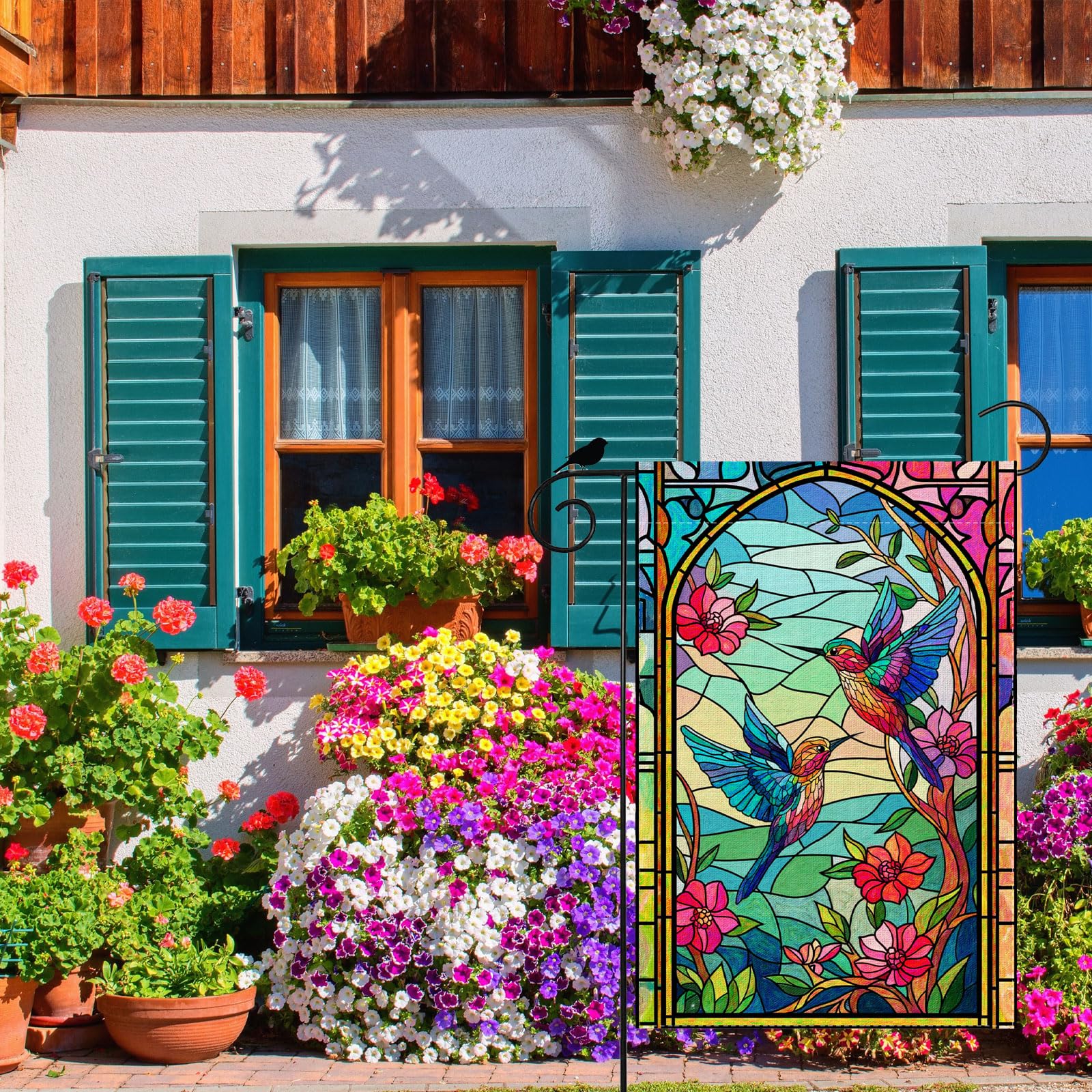 ZAEW Spring Flowers flag pattern detail showcases vivid print for crisp outdoor visuals.