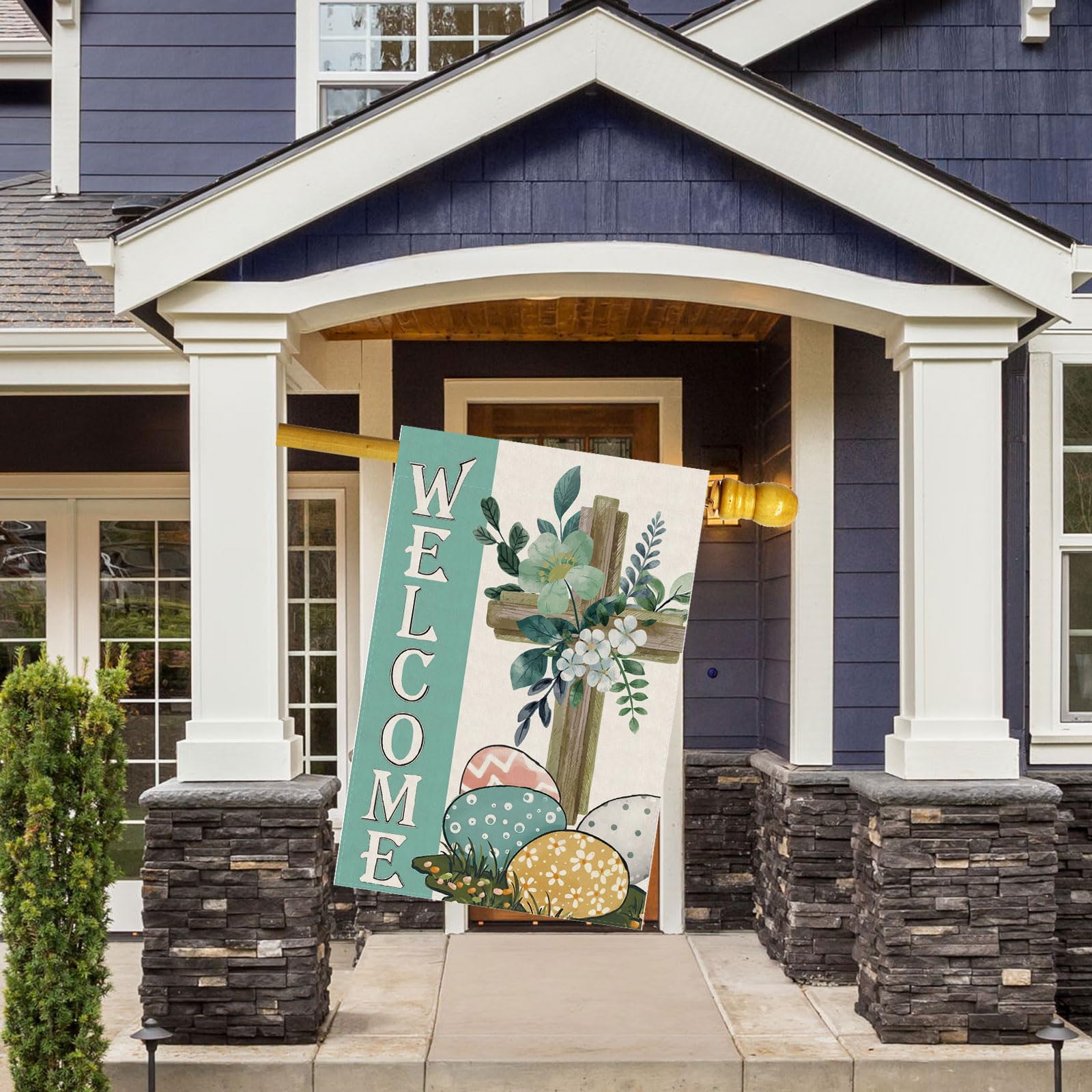 ZAEW Spring flowers leaves flag enhances outdoor decor with double sided visibility.