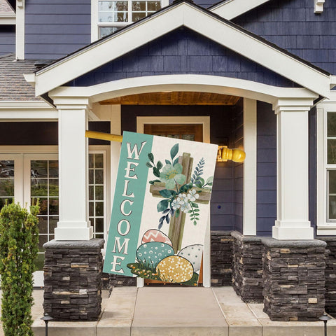 ZAEW Spring flowers leaves flag enhances outdoor decor with double sided visibility.