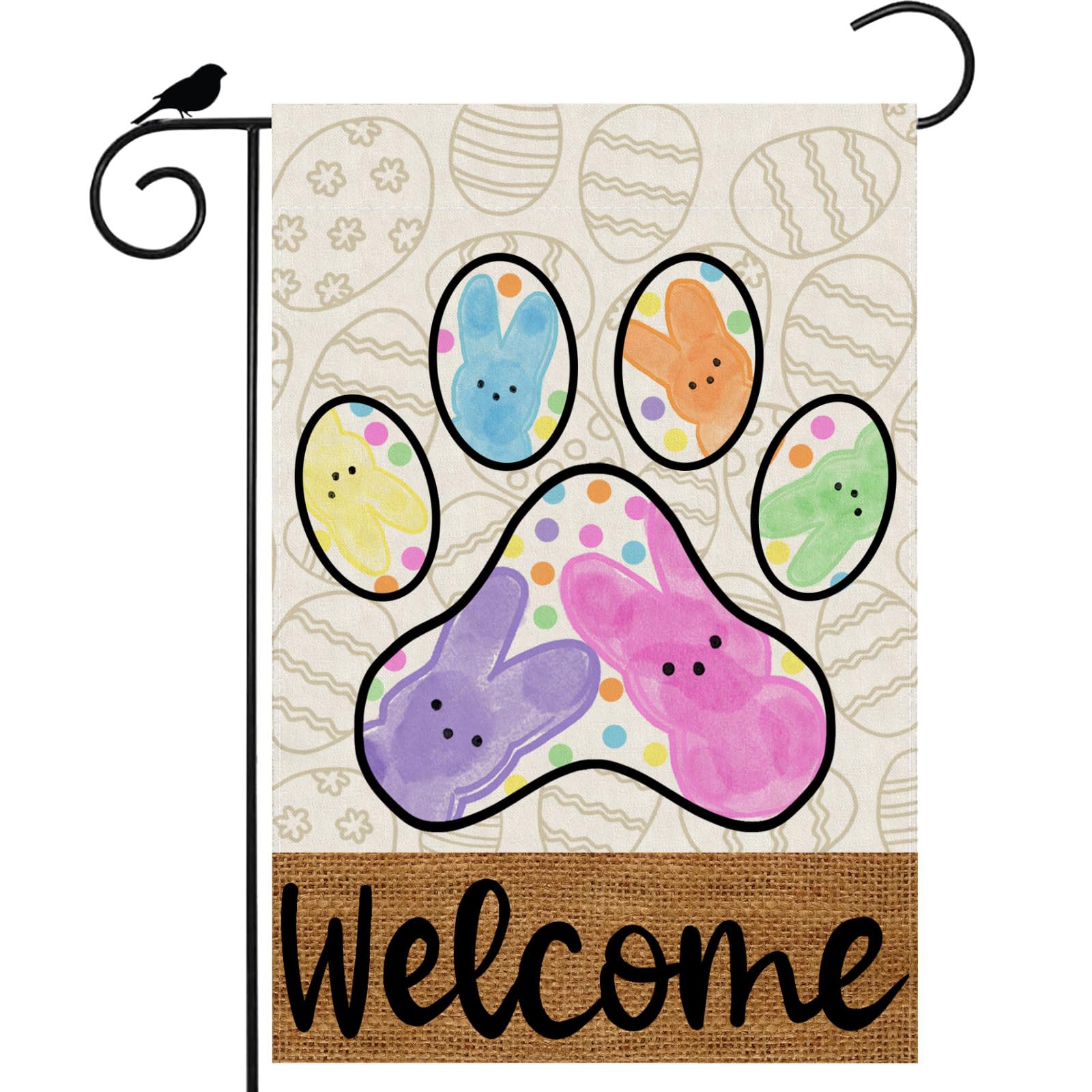 ZAEW Welcome Easter flag with colorful dots brightens outdoor space
