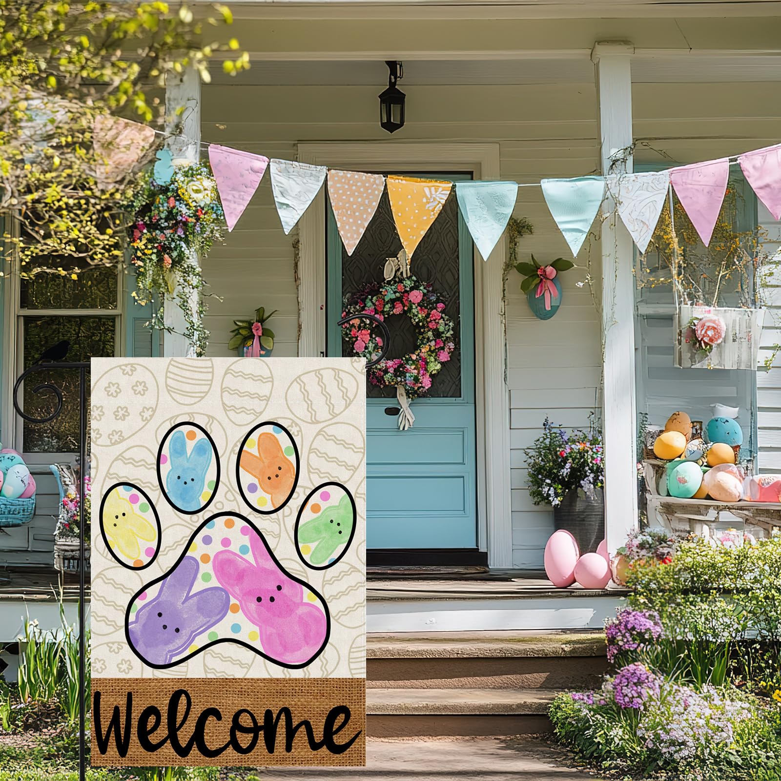 ZAEW Welcome Easter flag double-sided 12x18 for outdoor use