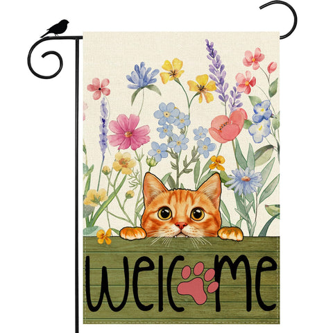 ZAEW Welcome Spring watercolor flag adds color to your garden.