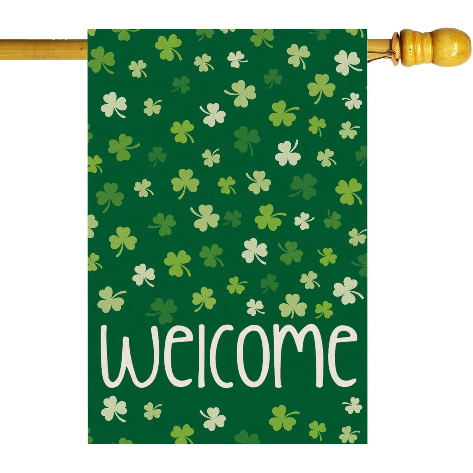 ZAEW Welcome flag with shamrock pattern boosts curb appeal outdoors.