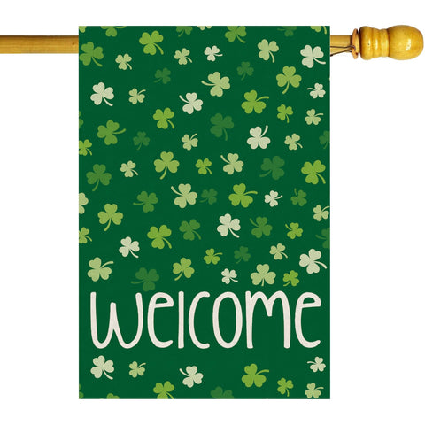 ZAEW Welcome flag with shamrock pattern boosts curb appeal outdoors.