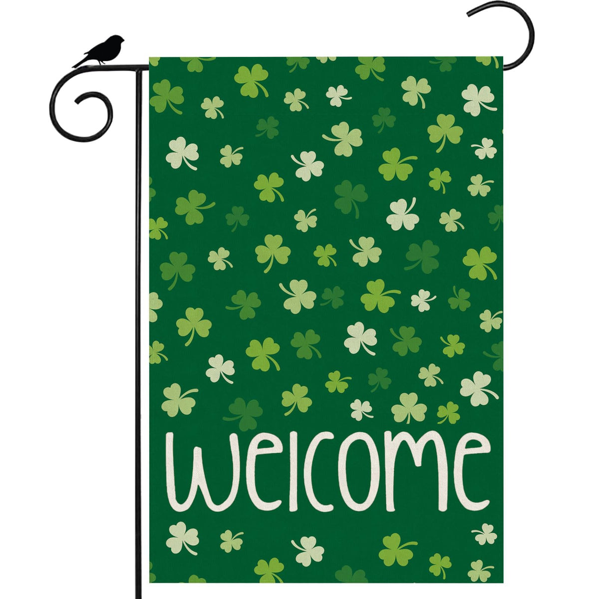 ZAEW Welcome flag with green shamrocks for vibrant outdoor garden decor
