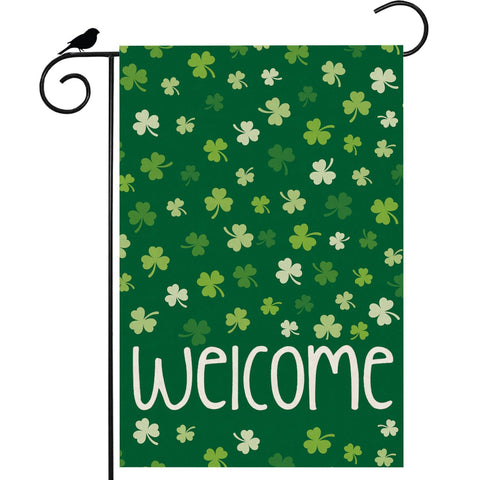 ZAEW Welcome flag with green shamrocks for vibrant outdoor garden decor