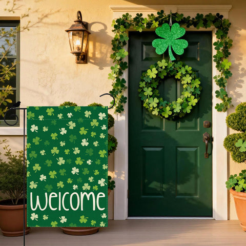 ZAEW garden flag features shamrock design for festive yard display