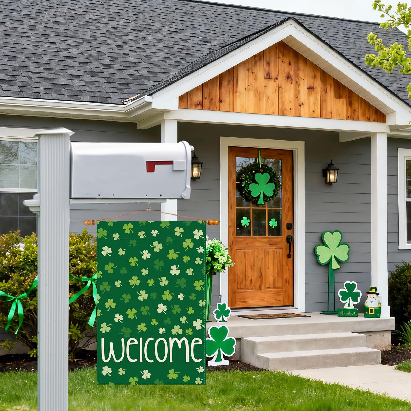 ZAEW welcome flag with shamrocks adds curb appeal to any garden