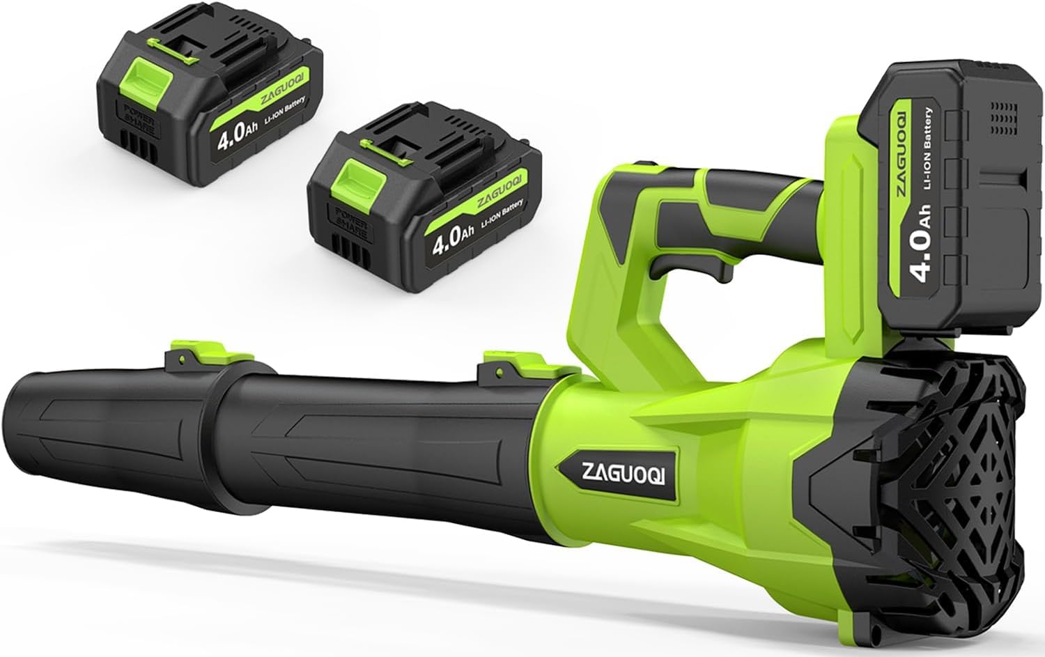 ZAGUOQI cordless leaf blower front view for quick outdoor cleanup.