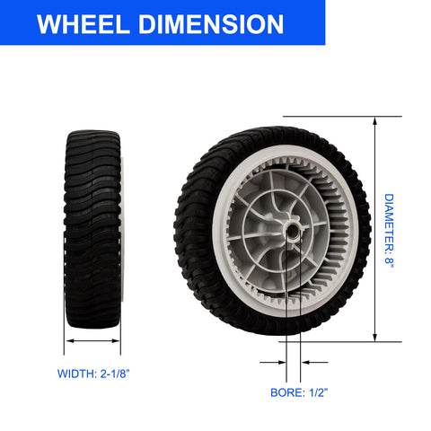 ZALANA front drive wheels (8in) for Troy-Bilt TB230 enhance grip on uneven lawns.