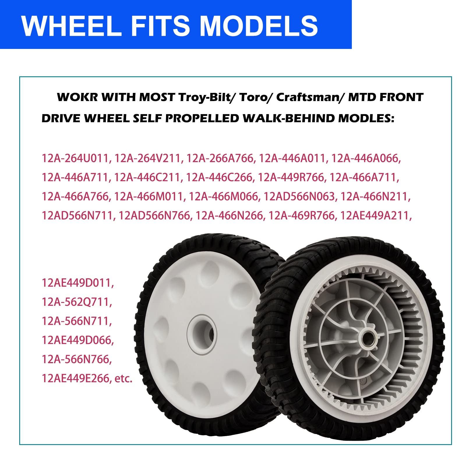 ZALANA rubber front wheels with 53 teeth provide durable traction.