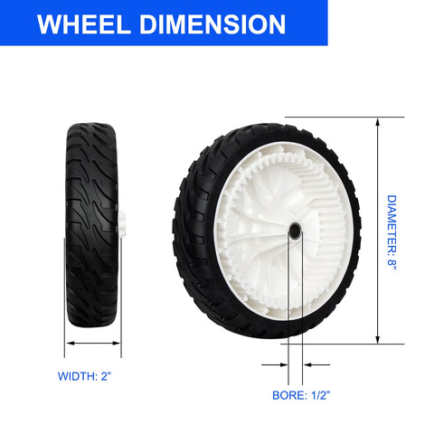 Zalana 8-inch front drive wheels fit Toro 115-2878 for quick replacement.