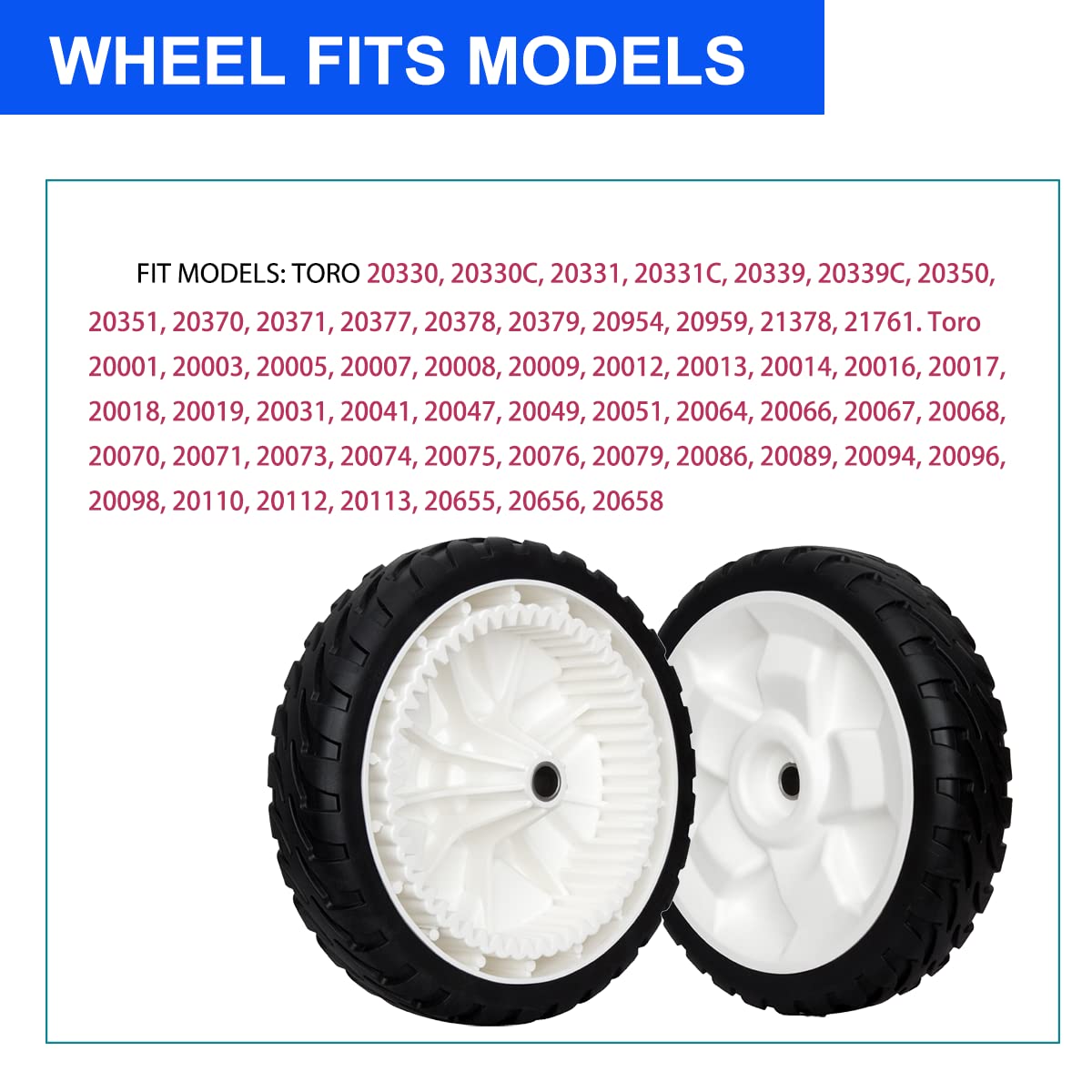 Zalana wheels fit Toro 20330-20339 range for improved handling.