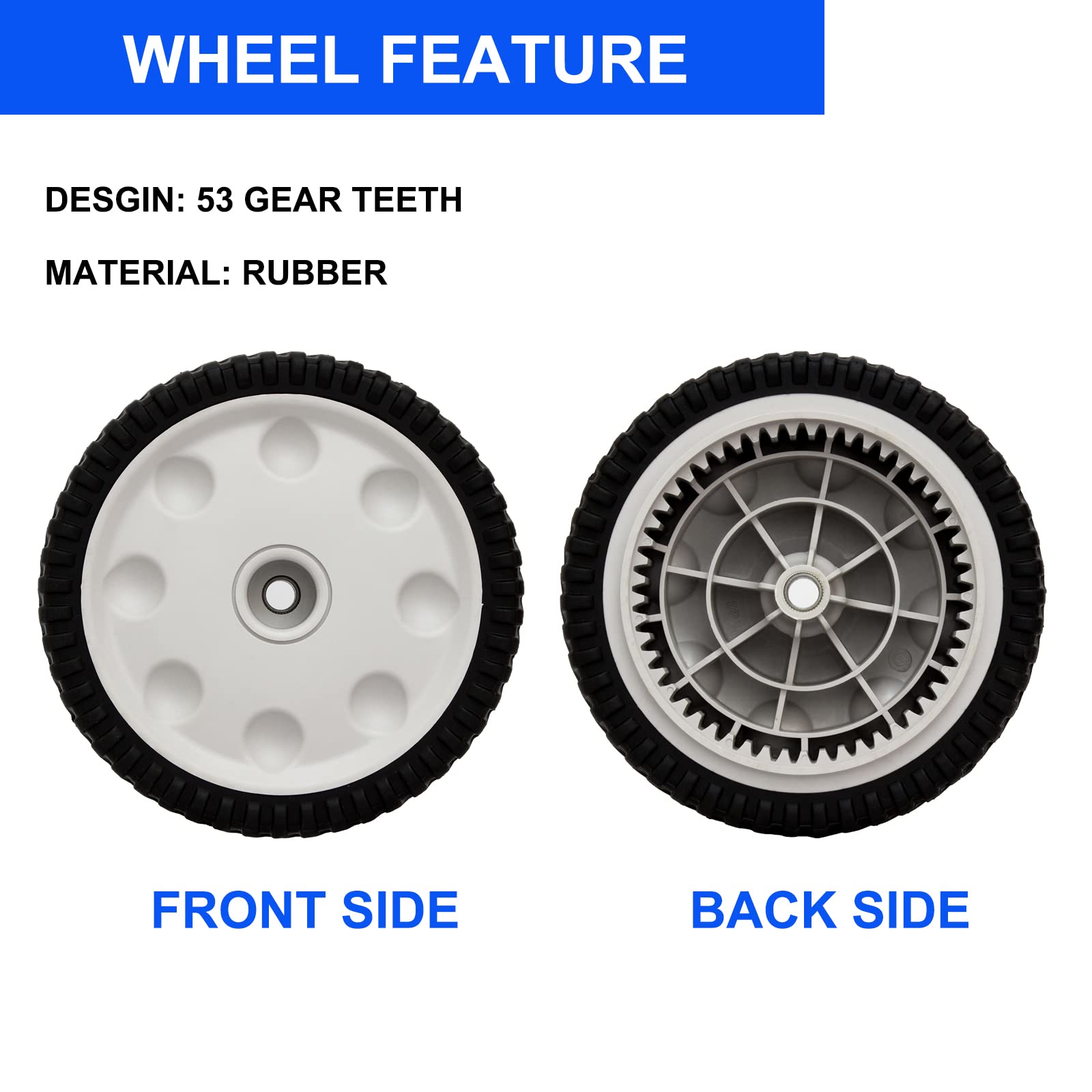 ZALANA front drive wheels for Tuff-Cut 210 boost self-propelled mower maneuverability.