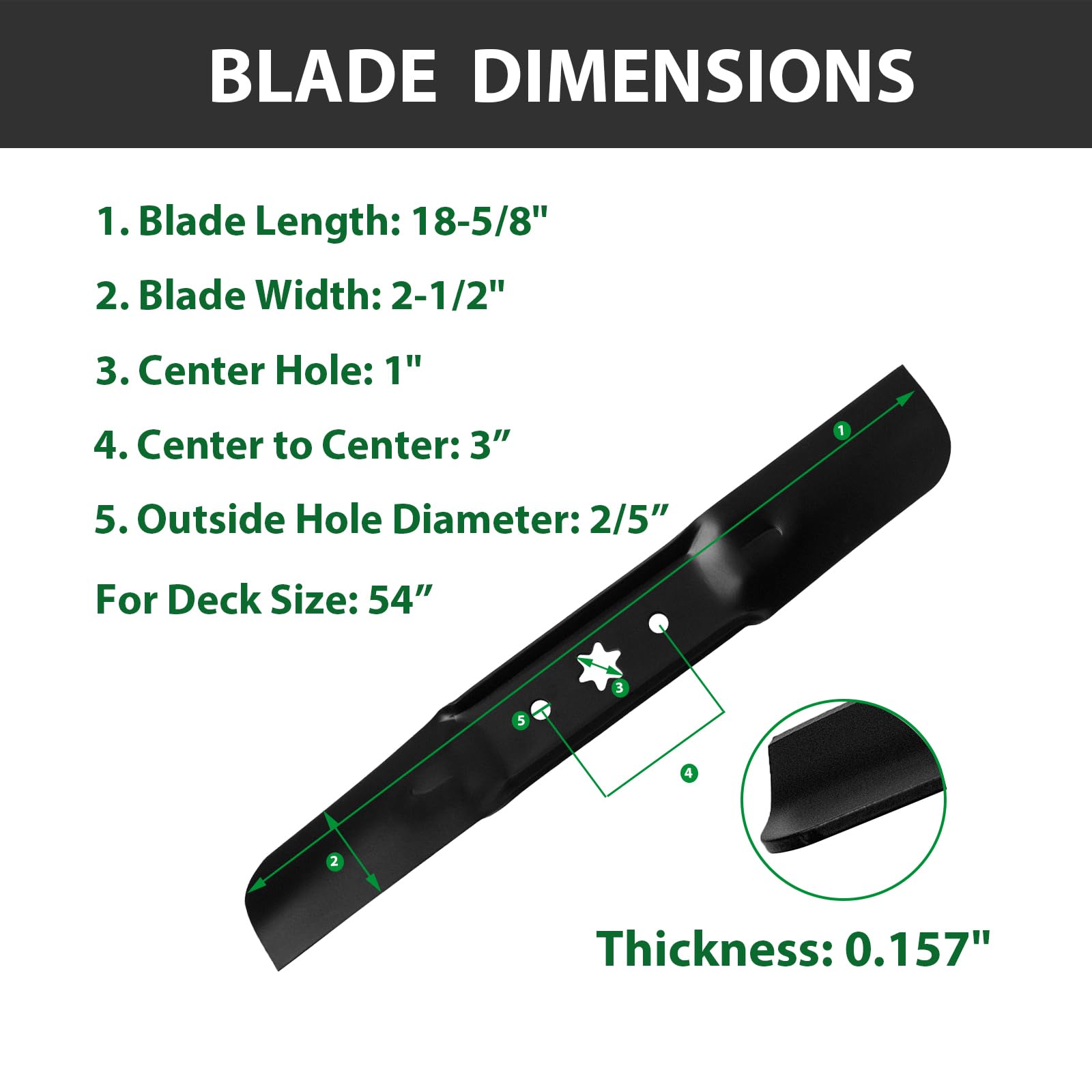 ZALANA 54-inch blade pack shot for quick, convenient replacement.
