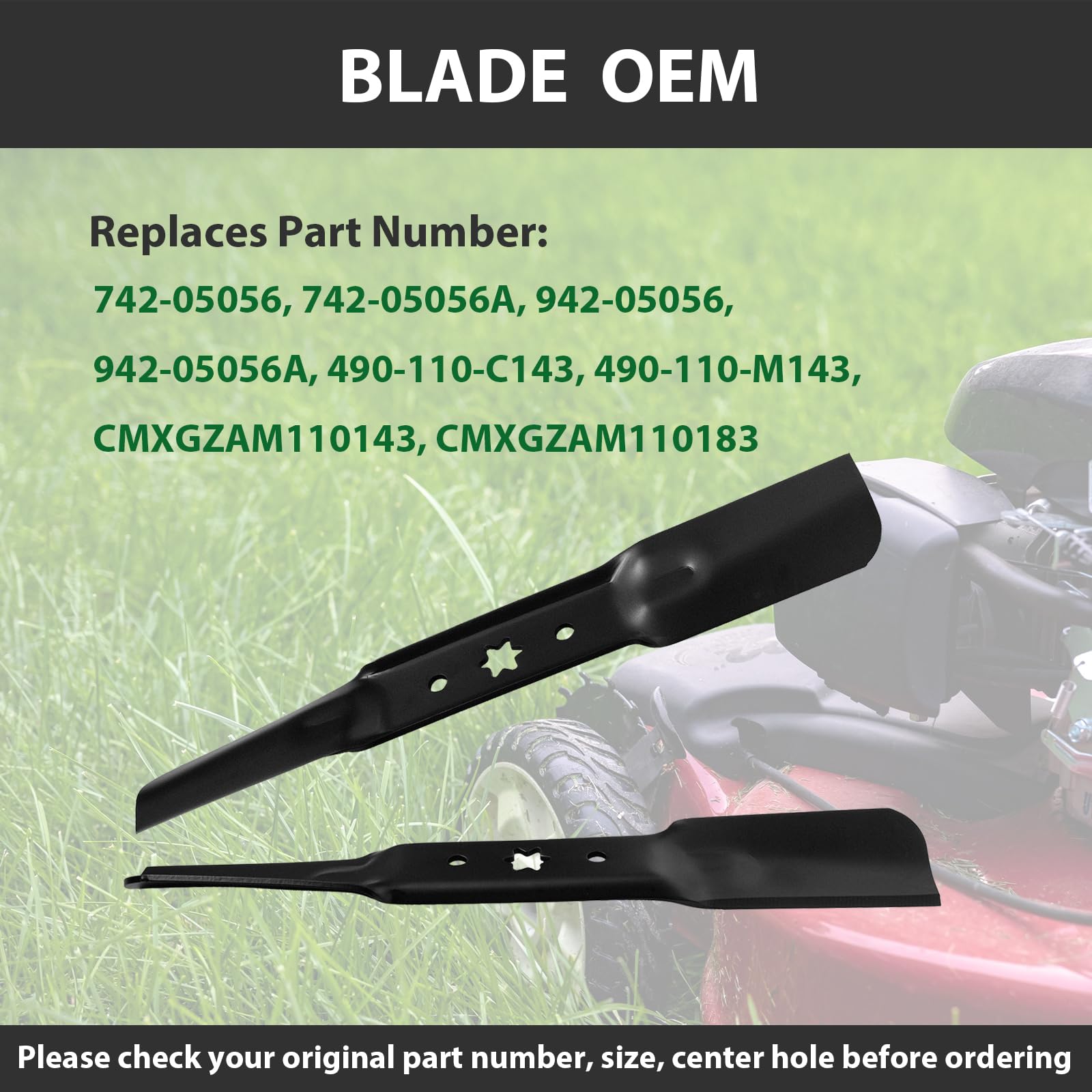 ZALANA 54-inch blade side view showing strong lift for even mowing.