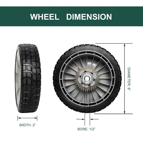 ZALANA front wheel 8in replacement for mower, easy install.