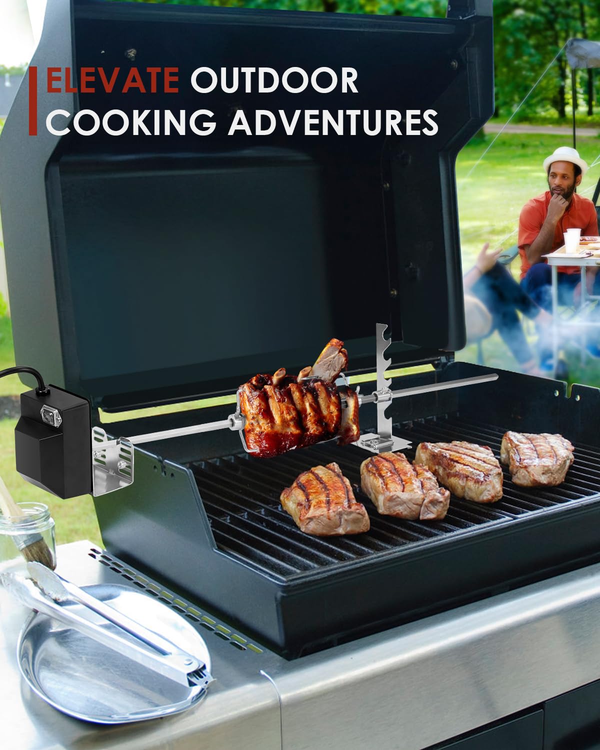 Zalhyrox rotisserie forks 2x4 secure meat placement for even browning