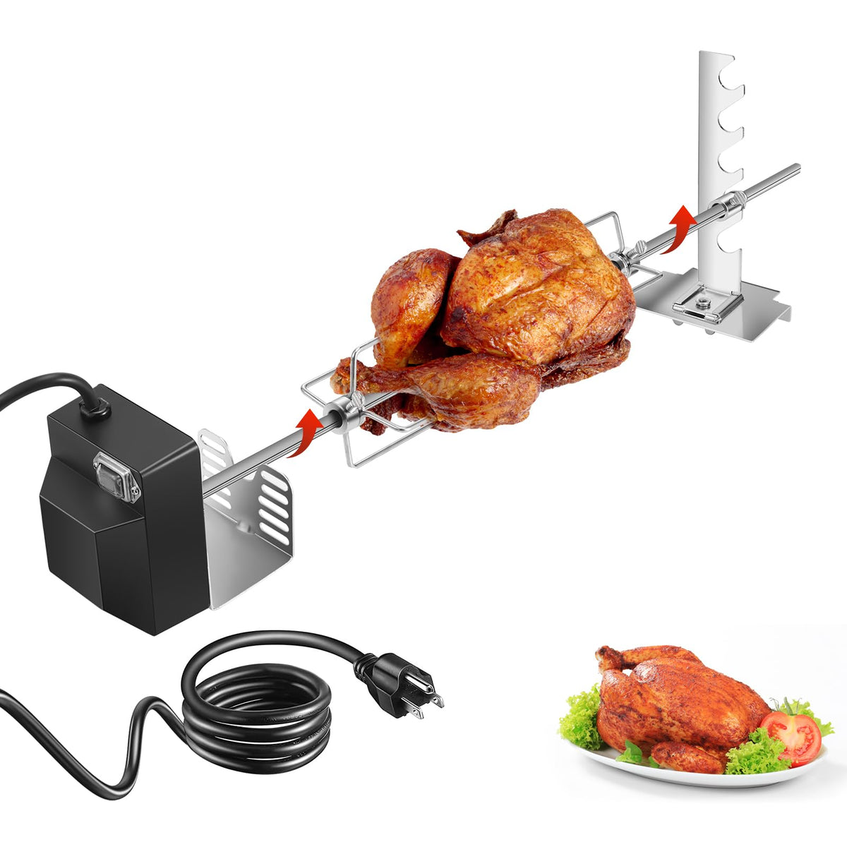 Zalhyrox 28-inch spit rod for even rotisserie cooking