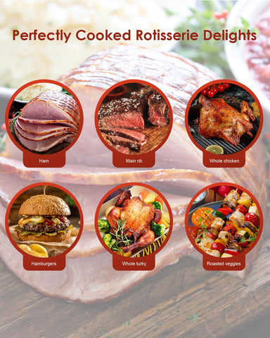 Zalhyrox universal-fit rotisserie compatible with various grills