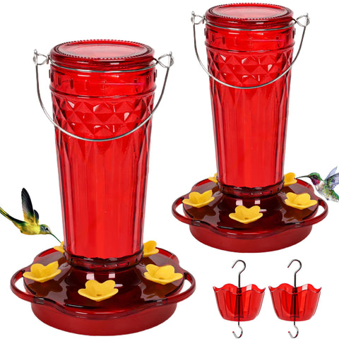 Zamelane glass hummingbird feeder with wide-mouth design for easy refilling and cleaning.