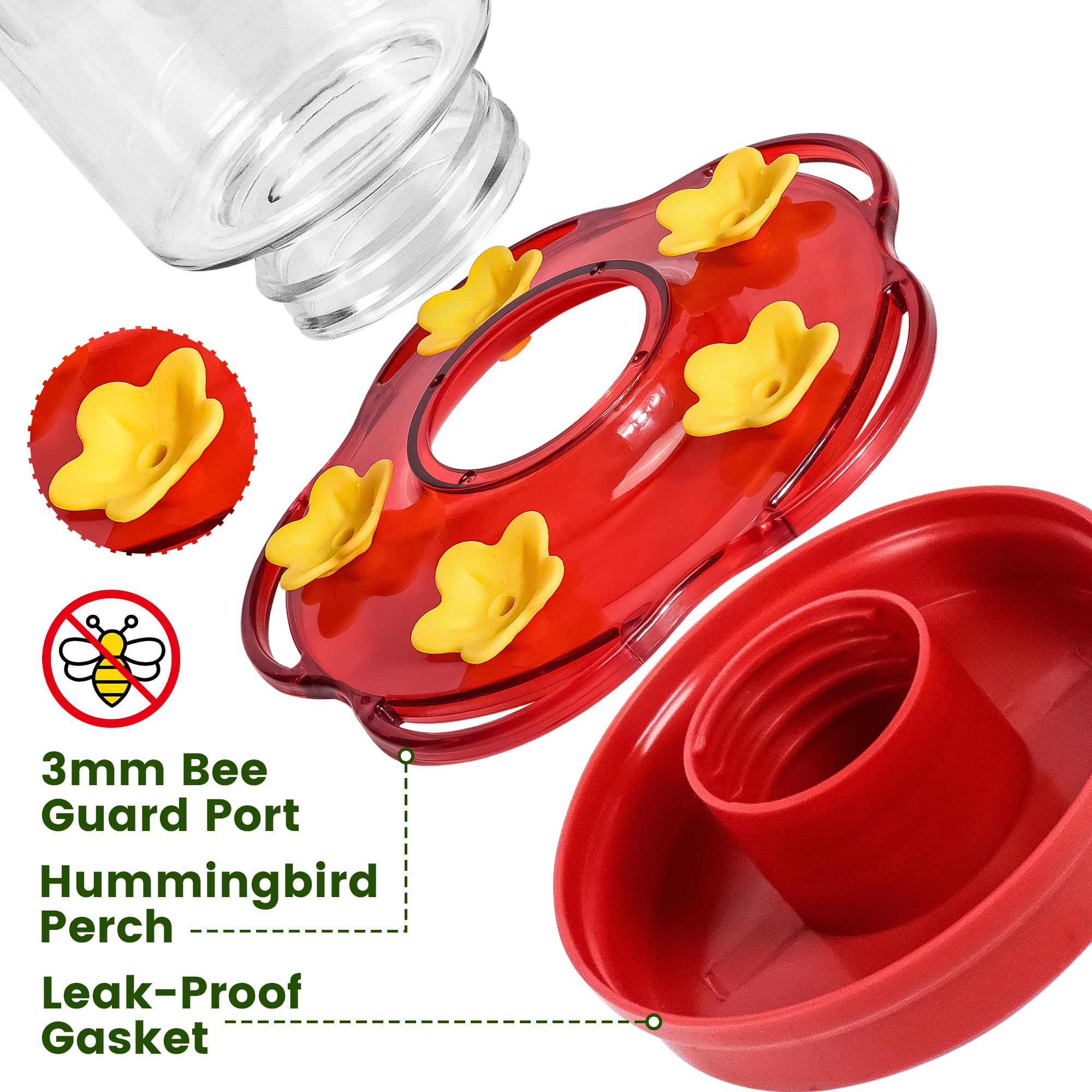 Zamelane red feeder featuring five ports and perches for multiple birds outdoors