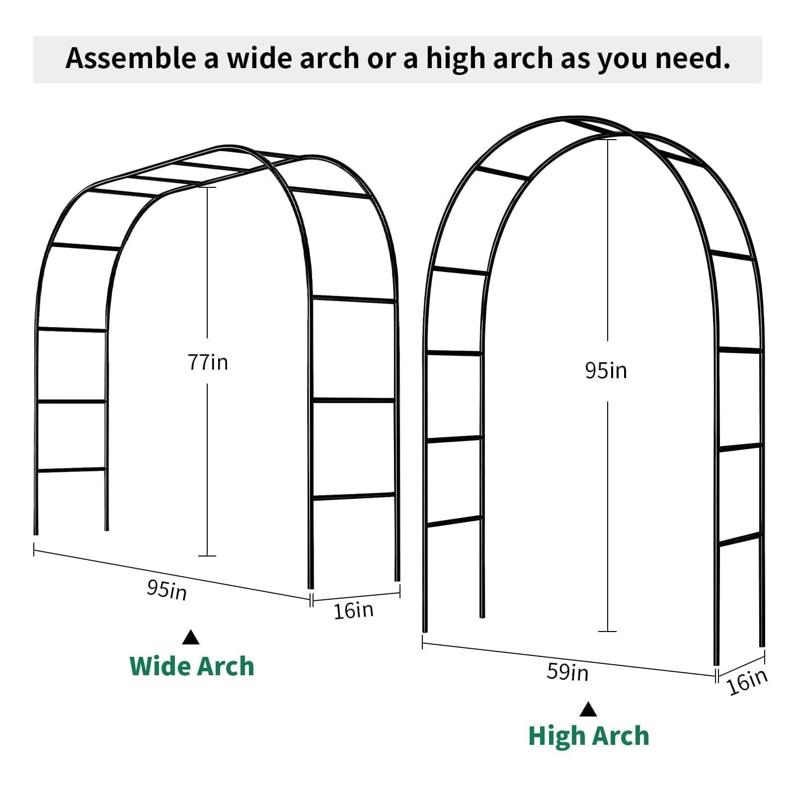 ZANGEROI garden arch with wide or high assembly options