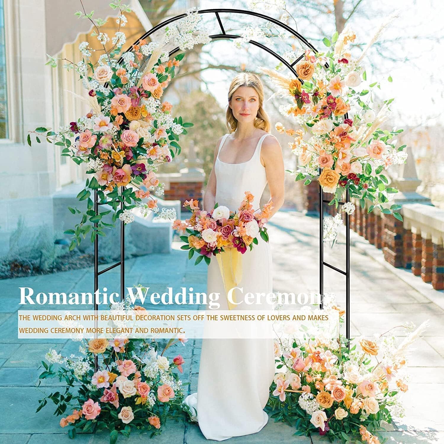 ZANGEROI wedding arch frames ceremonies with an elegant outdoor backdrop