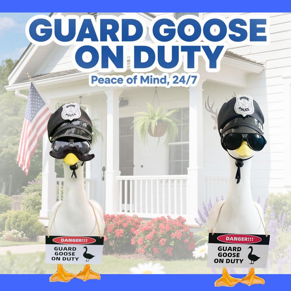 ZANOLY goose outfit sunglasses add stylish flair to outdoor display.