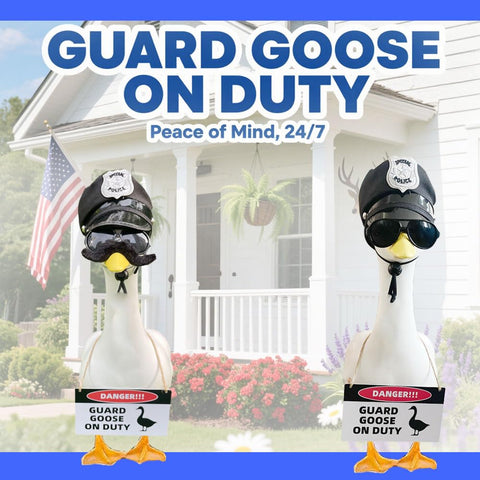 ZANOLY goose outfit sunglasses add stylish flair to outdoor display.