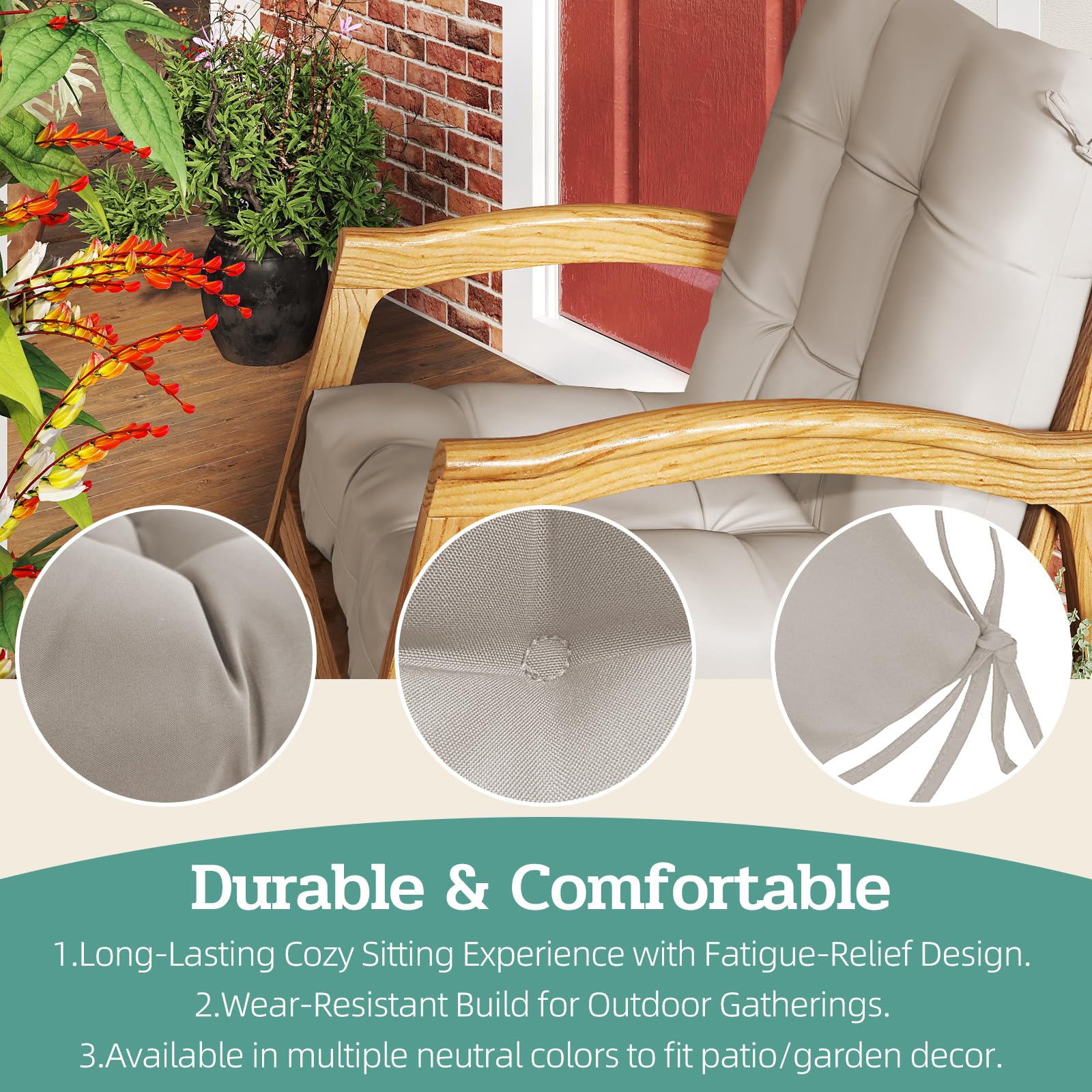 Zanwu Hwyd cushions on patio dining chair in outdoor setting
