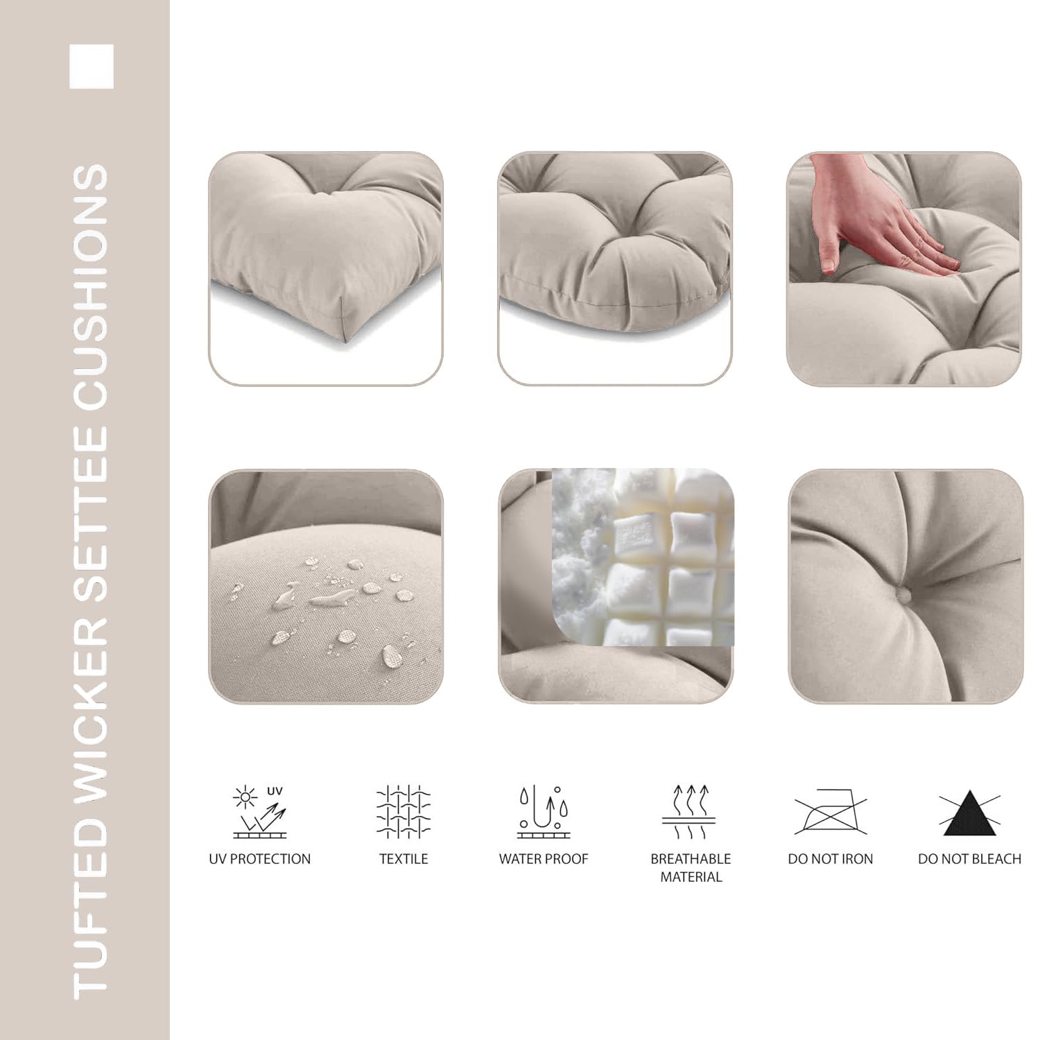 Zanwu Hwyd cushions with attached ties for secure chair fit.