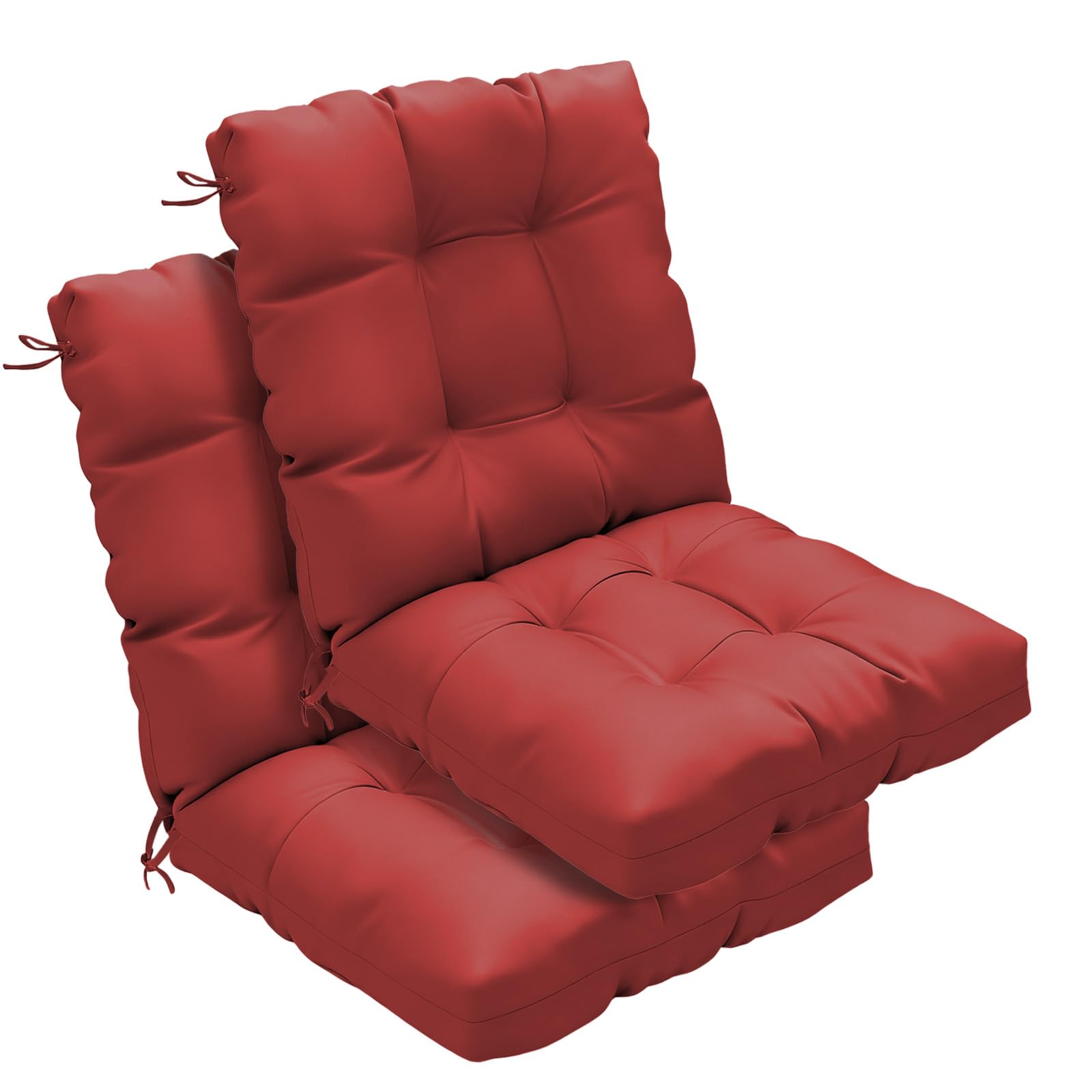 Zanwu Hwyd red outdoor chair cushions in full setup for dining chairs with cozy seating