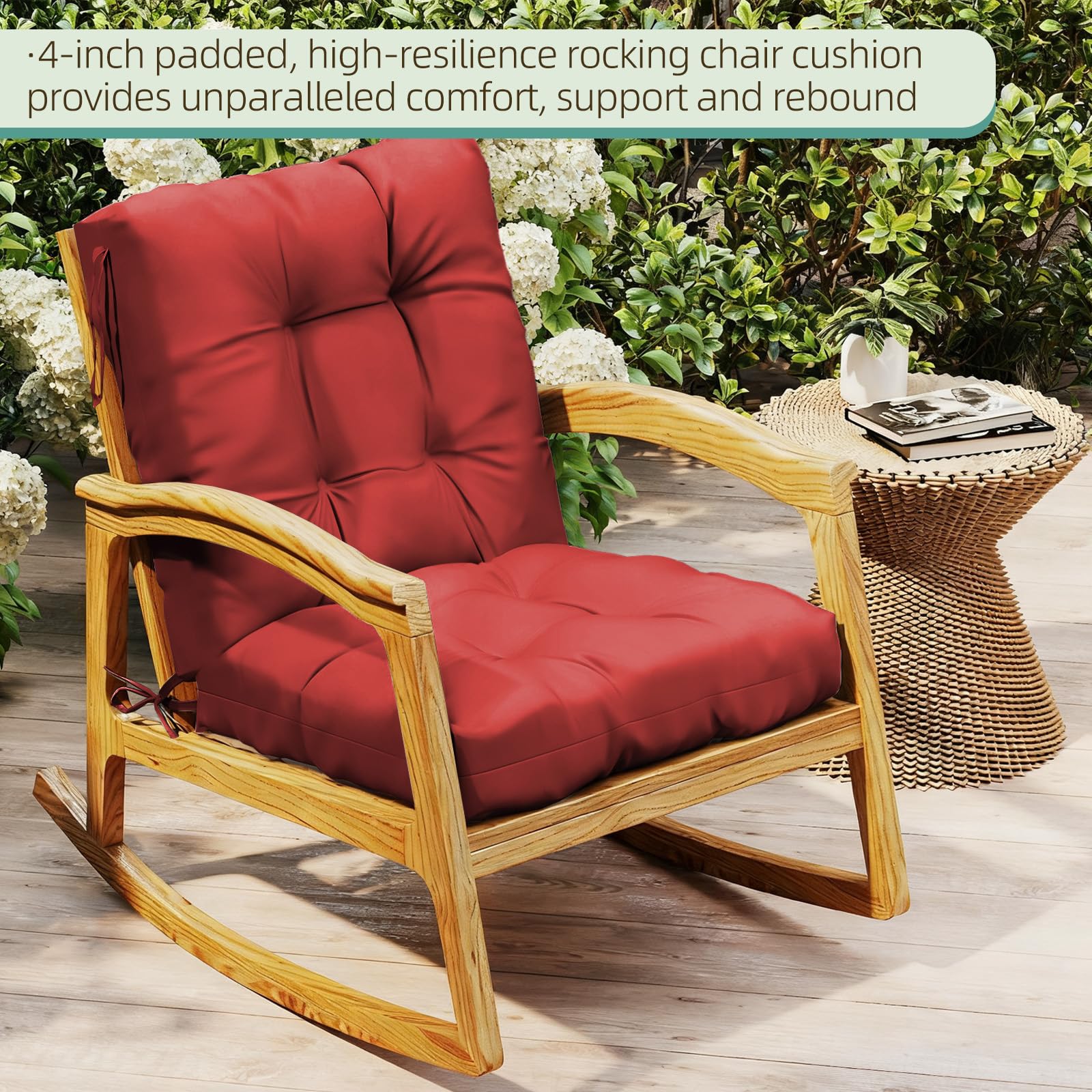 Zanwu Hwyd red cushions with attached ties for secure chair fit